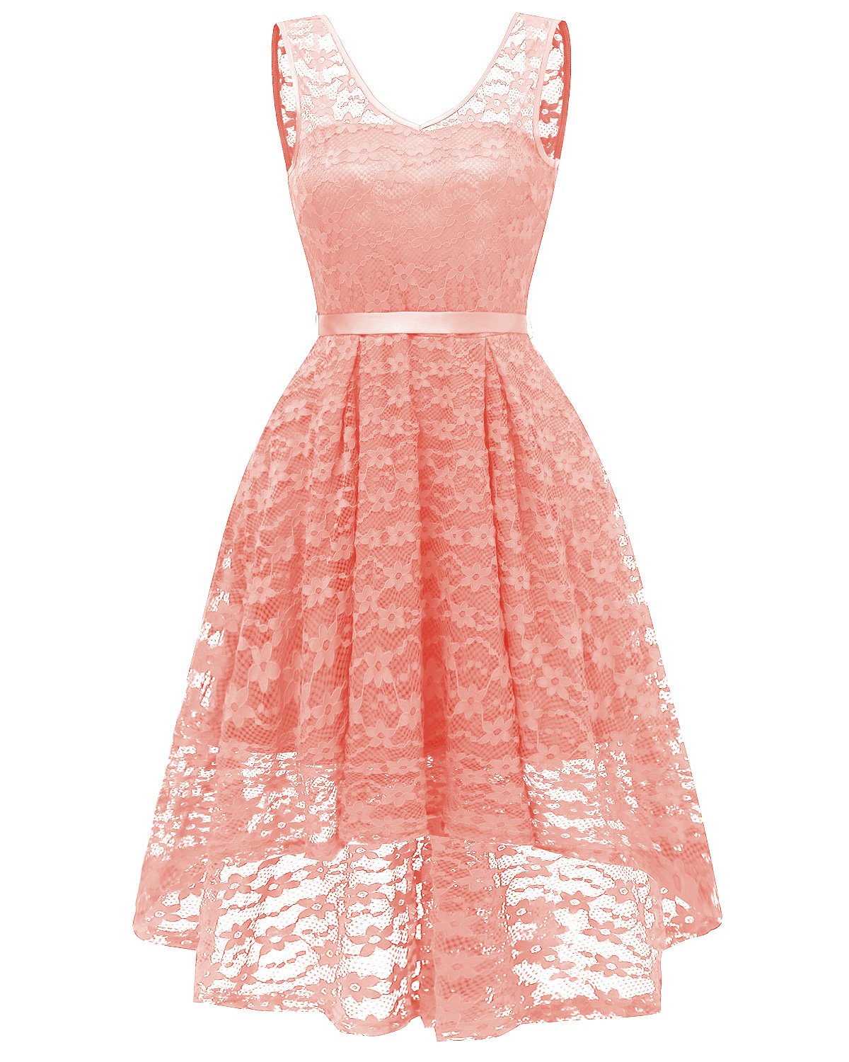 v-neckline-lace-short-bridesmaid-dresses-with-belt-sash