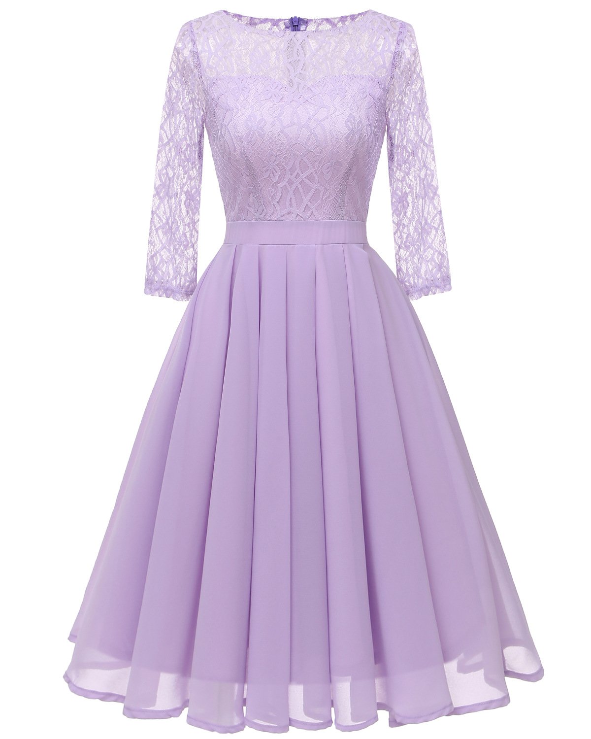 Mint Green Chiffon Lace Wedding Party Dress with Sleeves