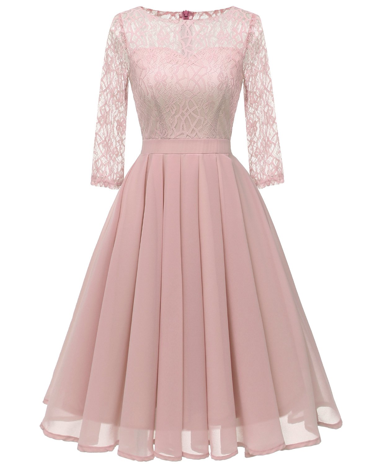 Mint Green Chiffon Lace Wedding Party Dress with Sleeves