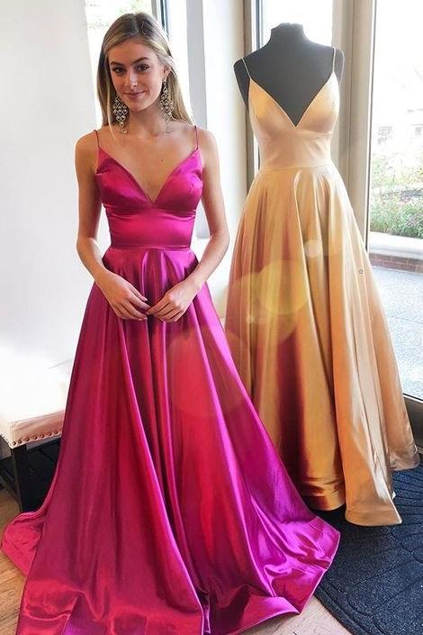 a-line-fuchsia-prom-gown-with-spaghetti-straps