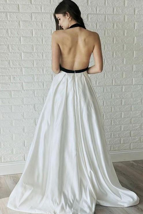 black-and-white-wedding-dresses-with-halter-neckline-1