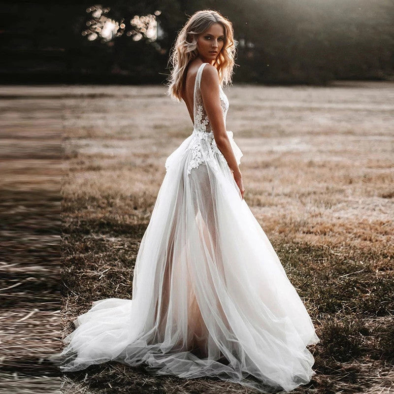 lace-tulle-wedding-dress-with-plunging-v-neck-1