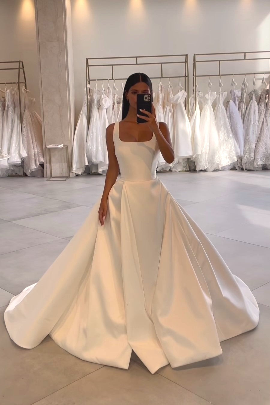satin-ivory-wedding-dresses-square-neckline