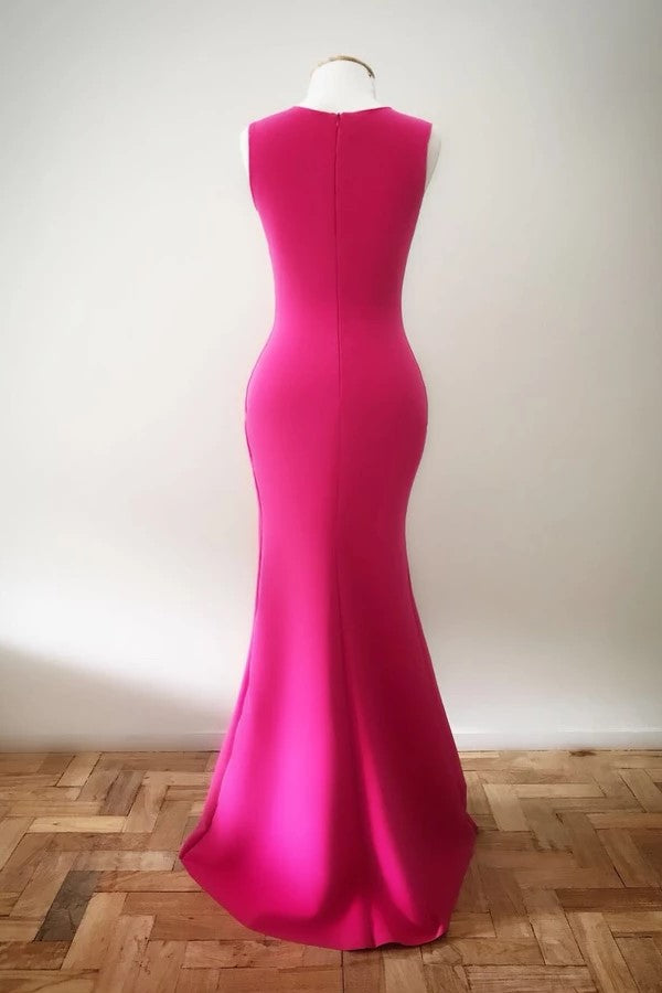 Slim Simple Long Satin Evening Gown Real Image