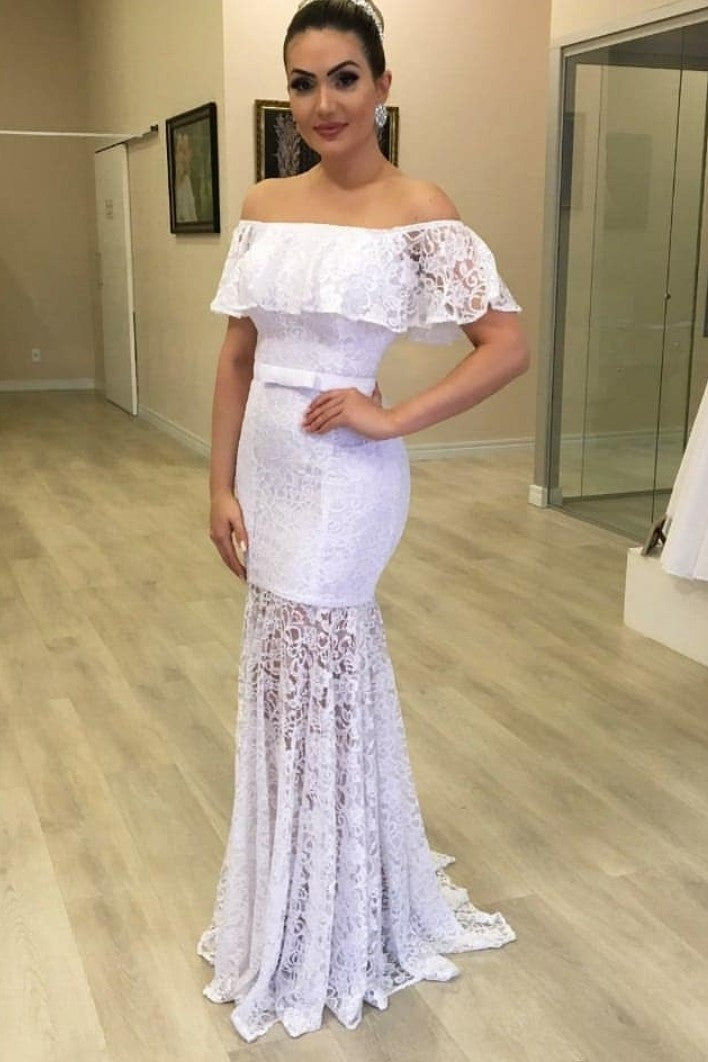 white-lace-sheath-wedding-gown-with-off-the-shoulder