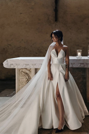 a-line-satin-bridal-dresses-with-v-cut-neckline