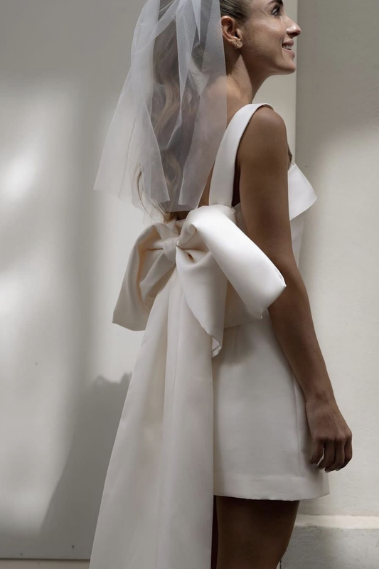 satin-bow-informal-wedding-dress-mini-style