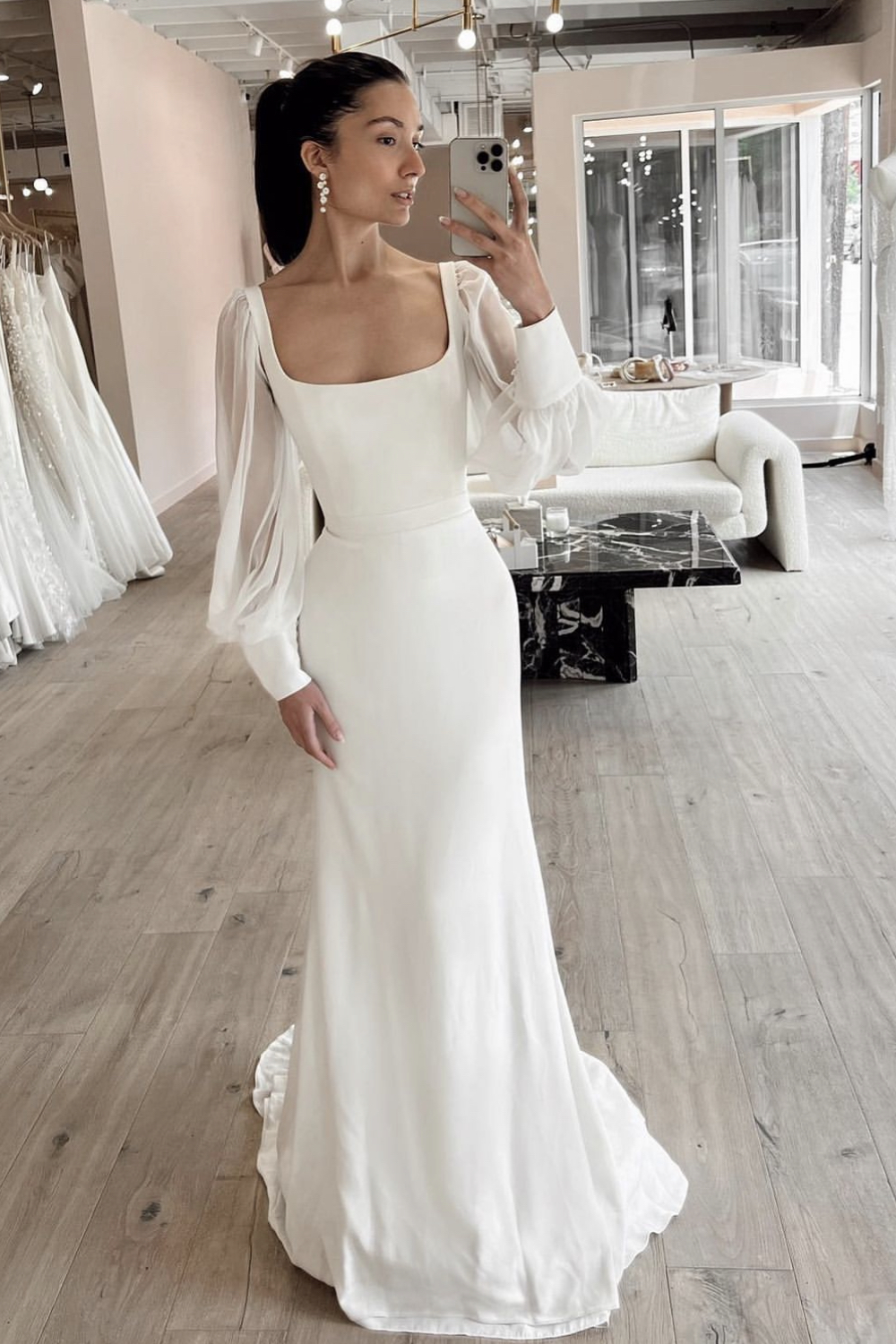 sheer-sleeves-wedding-gown-with-square-neck-1