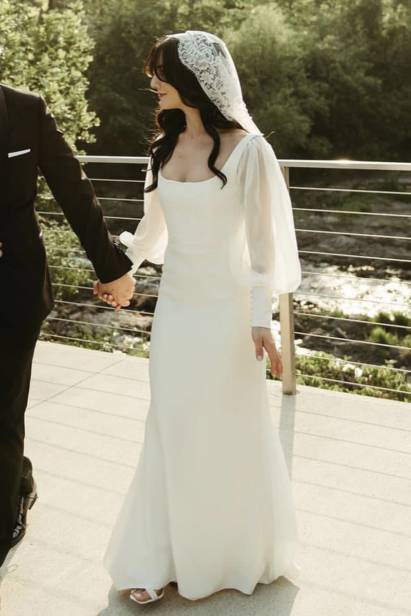 sheer-sleeves-wedding-gown-with-square-neck