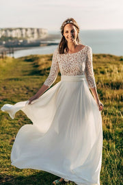 2020-lace-chiffon-boho-wedding-dresses-with-sleeves