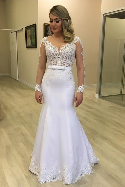 2020-lace-full-sleeves-wedding-gowns-with-fit-flare-satin-skirt