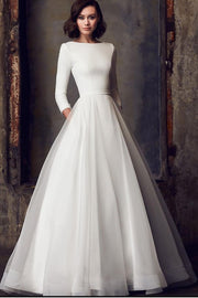 2021 A-line Modest Wedding Dresses for Women
