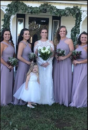 Peach Chiffon Bridesmaid Dresses Long Maxi Dress