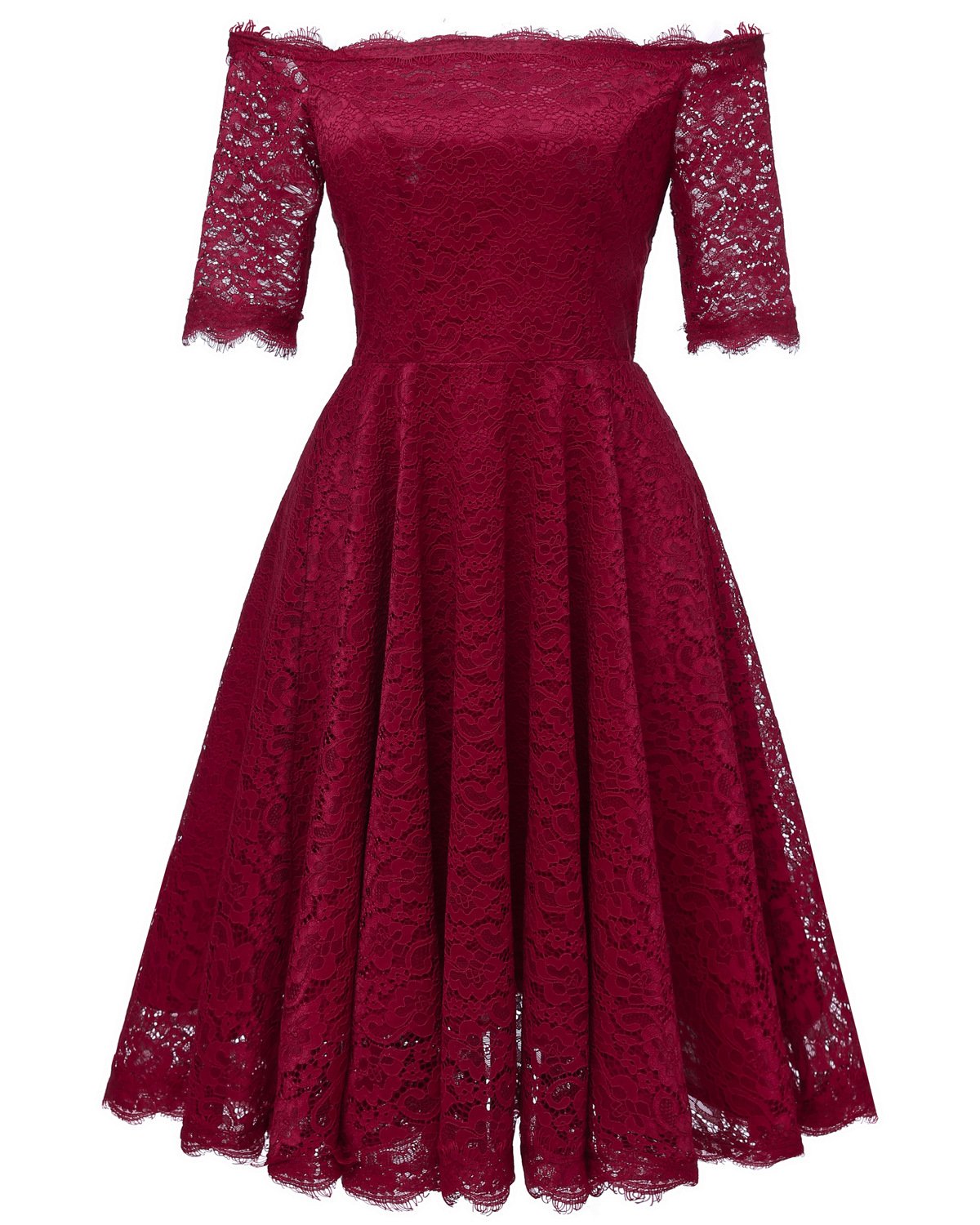 Off-the-shoulder Dark Blue Bridesmaid Wedding Guest Dress with Sleeves