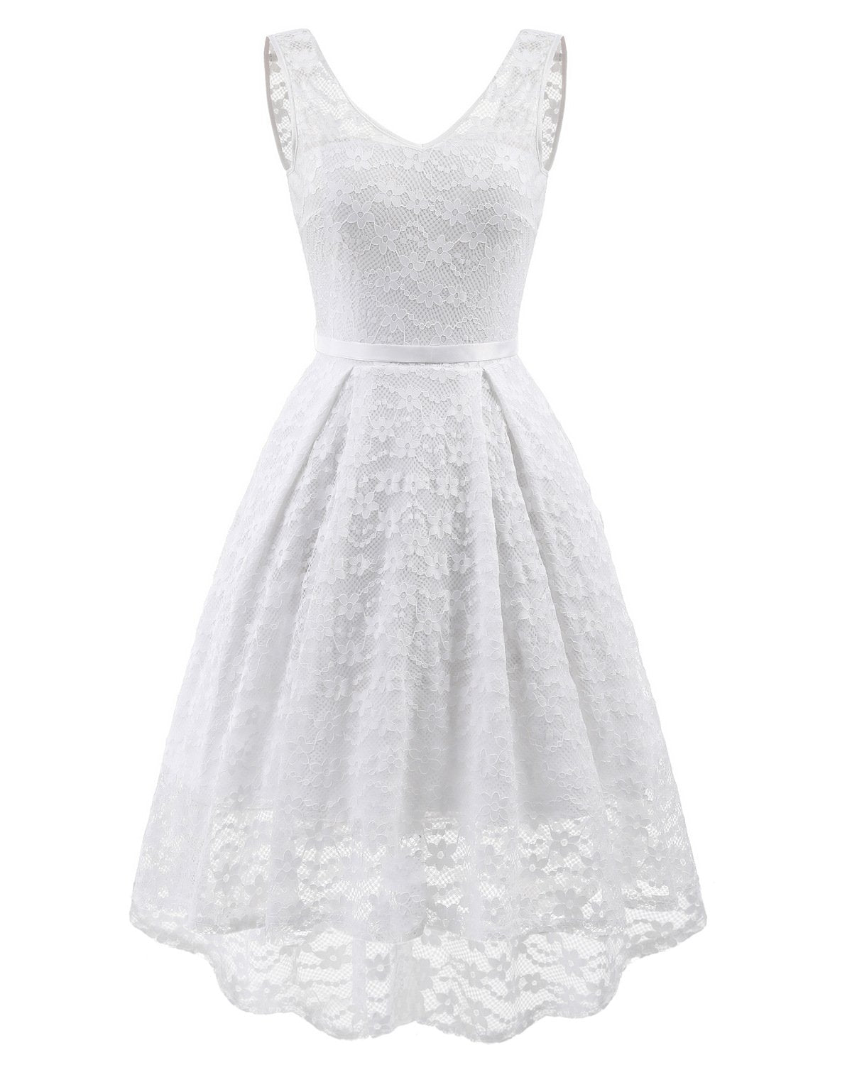 V-Neckline Lace Short Bridesmaid Dresses With Belt Sash