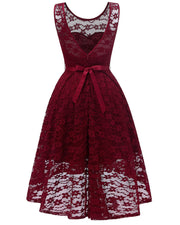 V-Neckline Lace Short Bridesmaid Dresses With Belt Sash