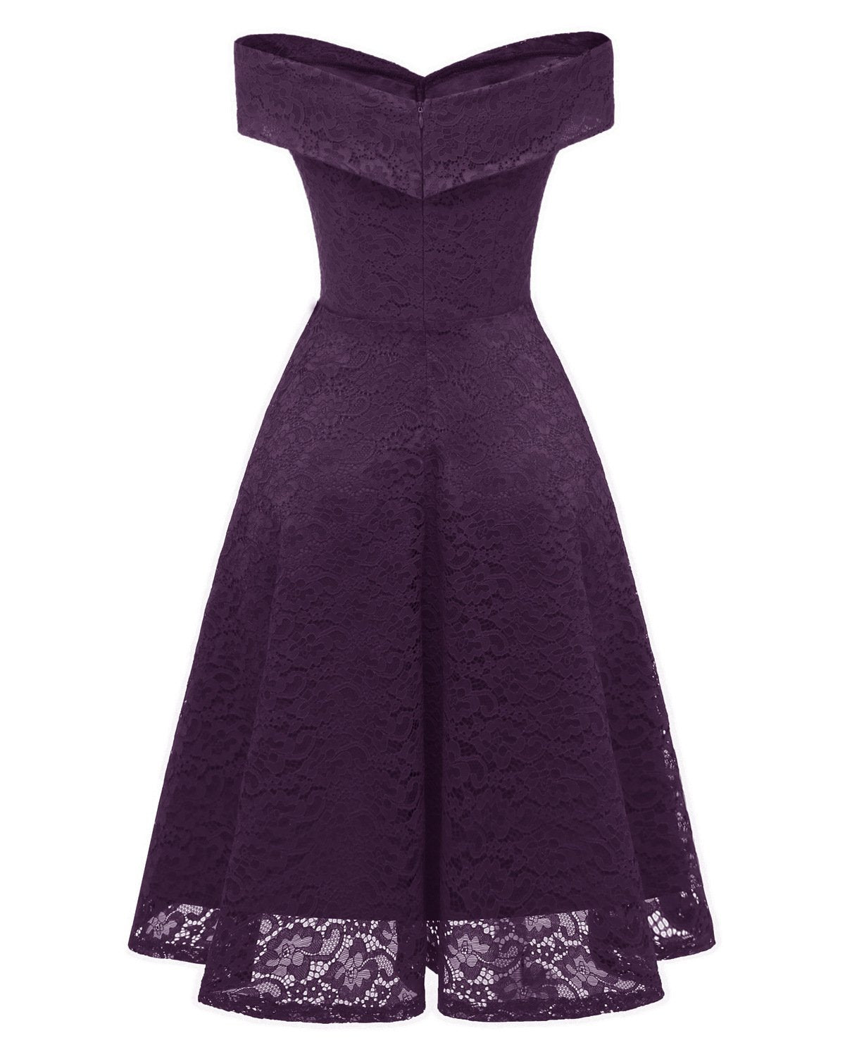 Burgundy Lace Bridesmaid Gown Short Party Dress with Off-the-shoulder