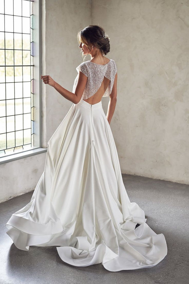 A-line 2 Piece Bridal Dresses with Sequin Beads Separates