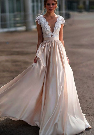 a-line-capped-sleeves-bridal-gown-with-satin-train