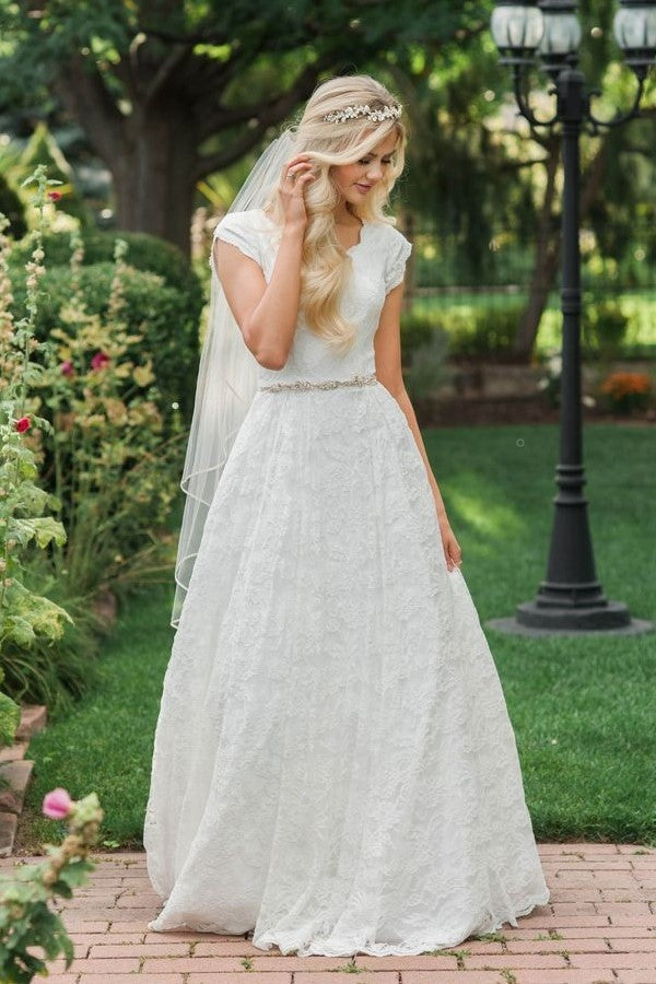 a-line-lace-modest-wedding-dress-with-beaded-belt