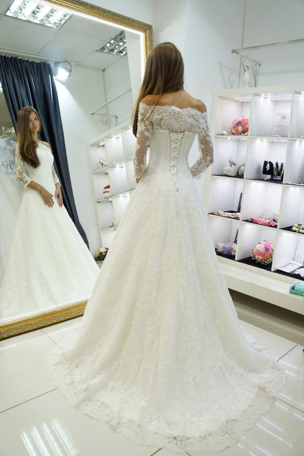 a-line-off-the-shoulder-lace-bridal-gown-34-sleeves-vestido-de-novia-1