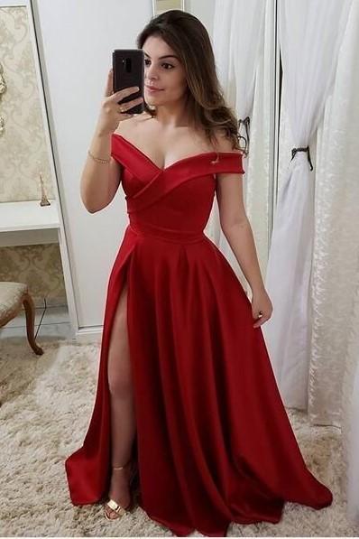 a-line-red-long-prom-party-dress-with-slit-side