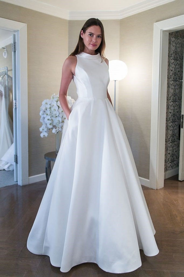 a-line-satin-white-wedding-dress-with-pockets