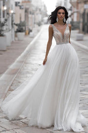 a-line-tulle-boho-wedding-dresses-with-rhinestones-v-neckline