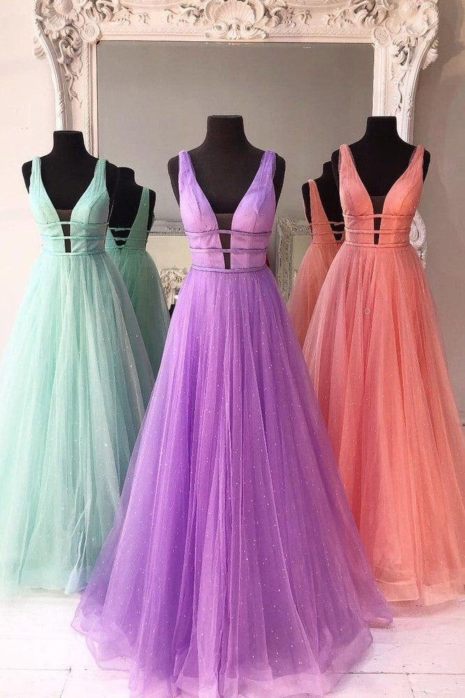 a-line-tulle-ladies-prom-gown-with-v-neckline