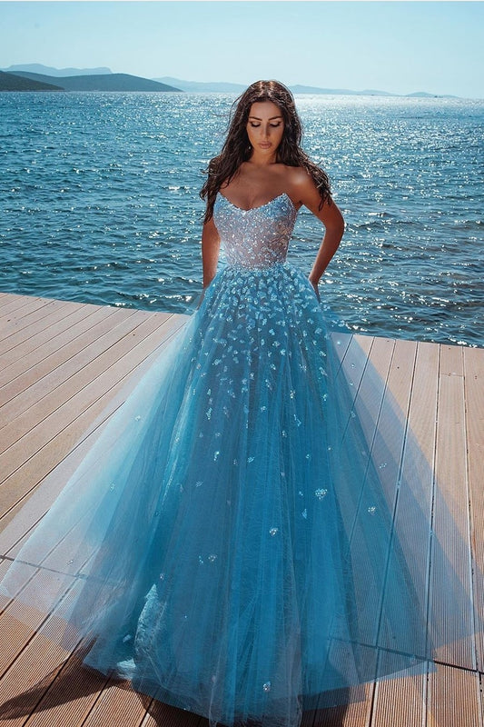 backless-blue-tulle-prom-long-dress-sequin-strapless-neckline