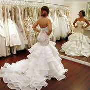 backless-lace-strapless-bridal-dresses-mermaid-ruffled-train-2