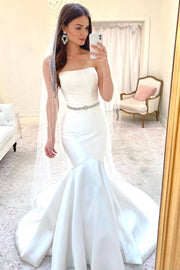 Backless Strapless Corset Wedding Gown Mermaid Train