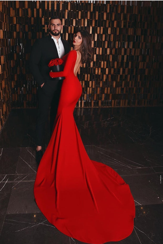 bateau-long-sleeves-red-prom-dresses-mermaid-train-1