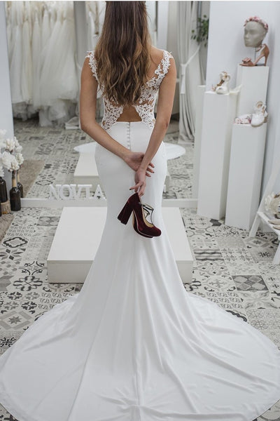 bateau-mermaid-wedding-dresses-with-lace-x-back