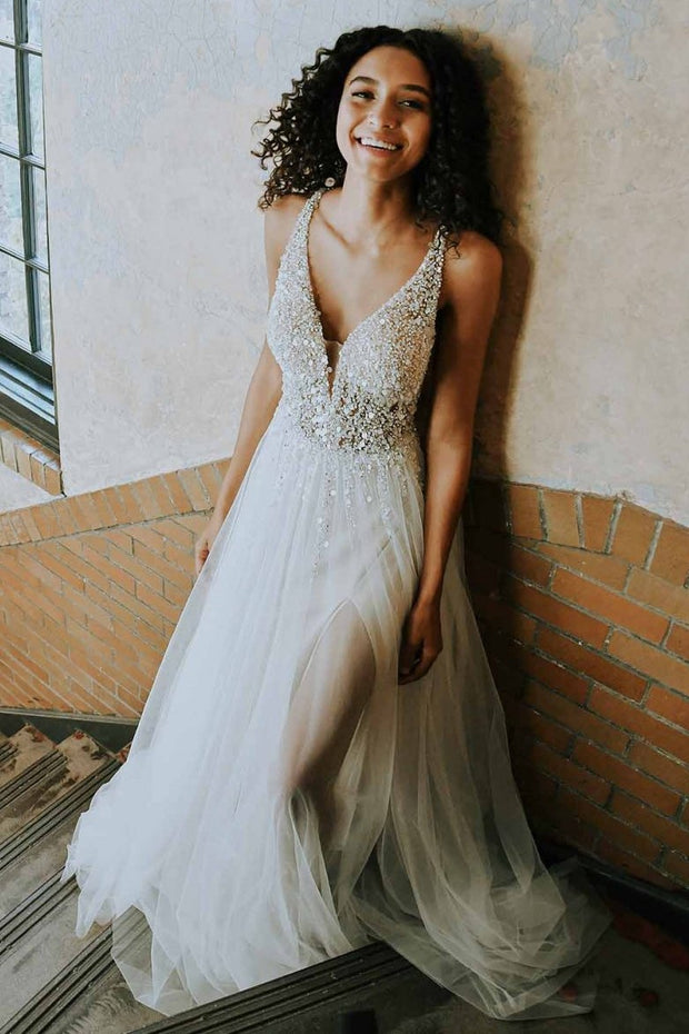 bead-sequin-bodice-tulle-bride-dresses-with-slit