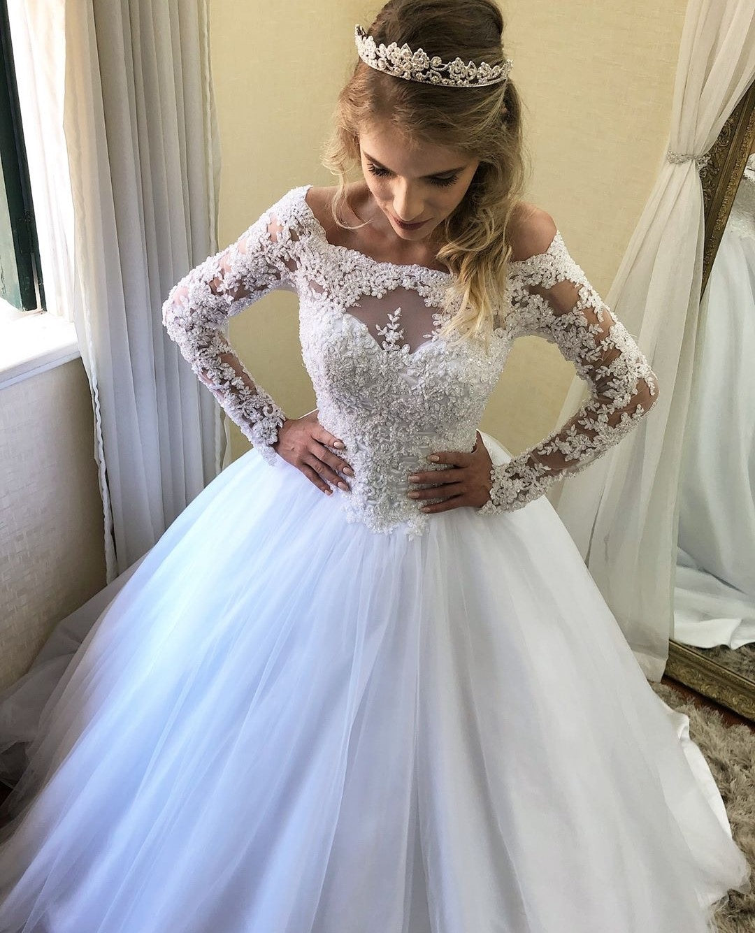 beaded-lace-long-sleeves-wedding-dress-off-the-shoulder-1