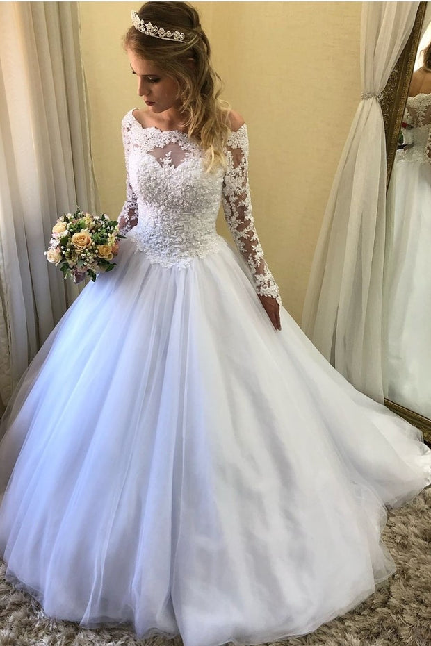 beaded-lace-long-sleeves-wedding-dress-off-the-shoulder