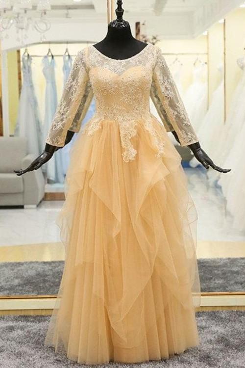 beaded-lace-modest-evening-dress-long-sleeves-tulle-skirt