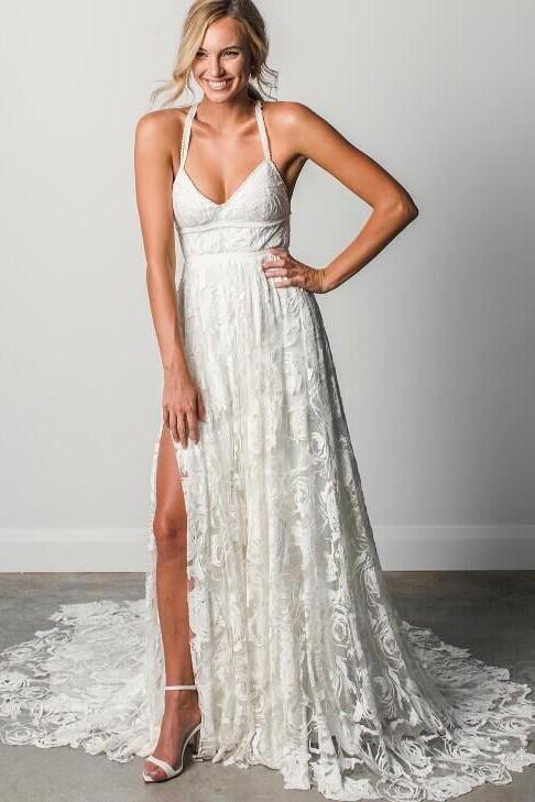 beautiful-lace-boho-wedding-gown-with-halter-straps