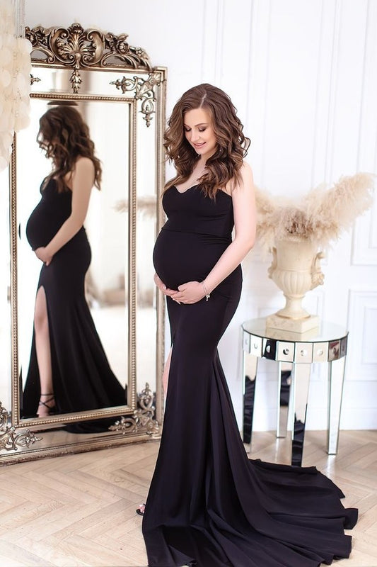 black-pregnant-woman-dresses-with-mermaid-split-train