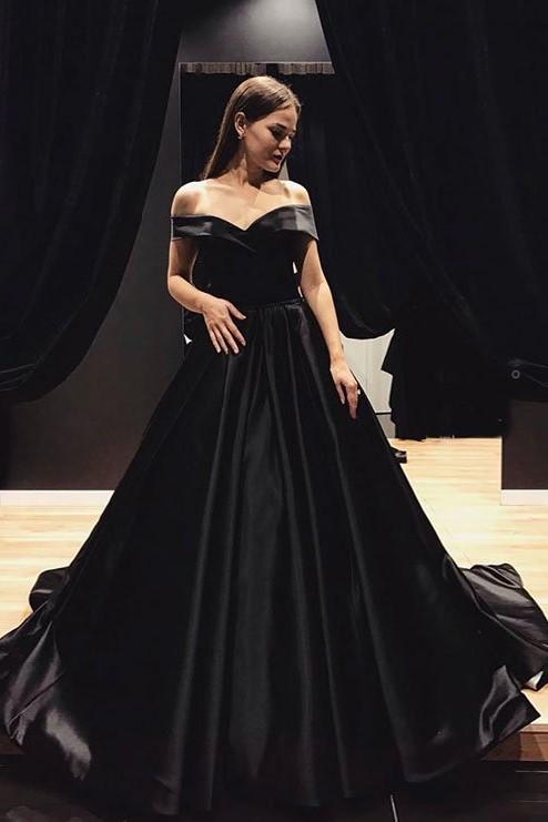 black-satin-evening-gown-with-fold-off-the-shoulder