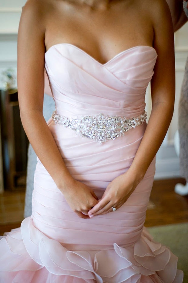 blush-pink-organza-mermaid-wedding-gown-ruffles-skirt-2