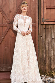 boat-neck-lace-bride-dresses-long-sleeves