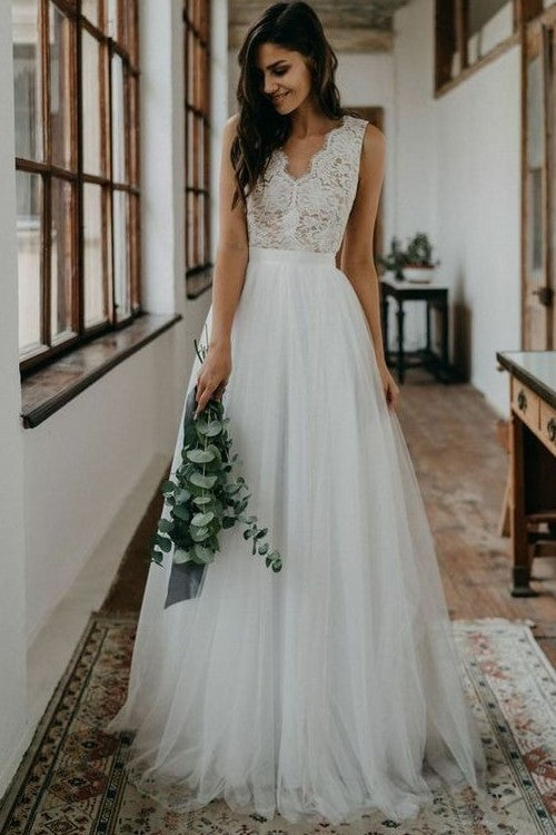 bohemian-lace-summer-wedding-dress-for-bride-tulle-skirt