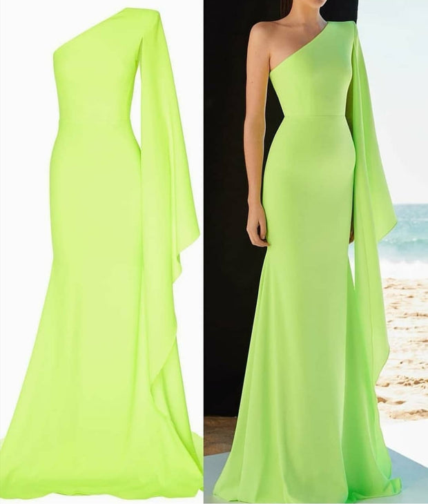 Bright Lemon-yellow Prom Long Dresses with Single Shoulder