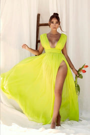 bright-yellow-sexy-prom-gown-with-open-v-neckline