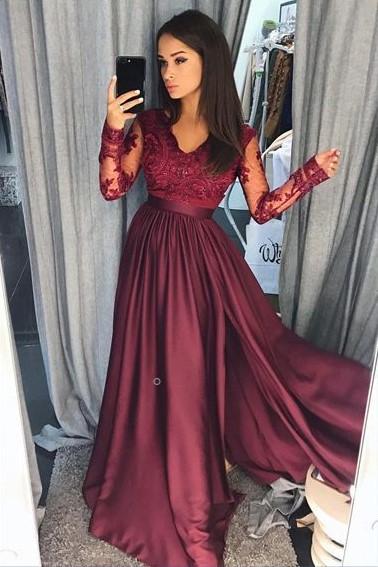 burgundy-lace-evening-dress-with-illusion-long-sleeves