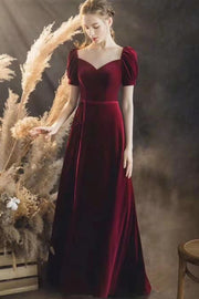 burgundy-velvet-long-prom-gowns-with-puffy-sleeves-1