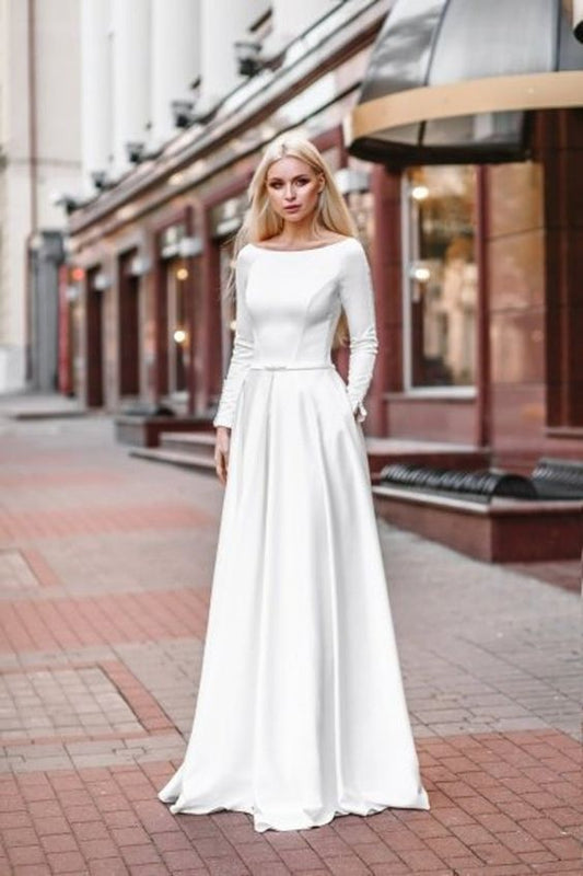 chic-satin-long-sleeves-bride-dresses-with-pockets