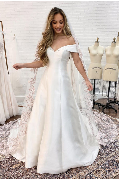 chic-satin-wedding-dresses-with-off-the-shoulder-bodice